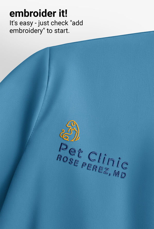 Blusa m&eacute;dica Zavate Ava Therese Piper STRETCH con cuello mao y 2 bolsillos para mujer - Blue Shadow - 4