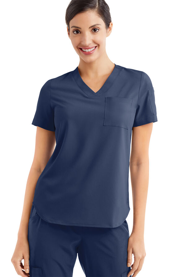 Tafford Active STRETCH Chloe Women's 3-Pocket V-Neck Tuck-In Scrub Top - Navy - 1
