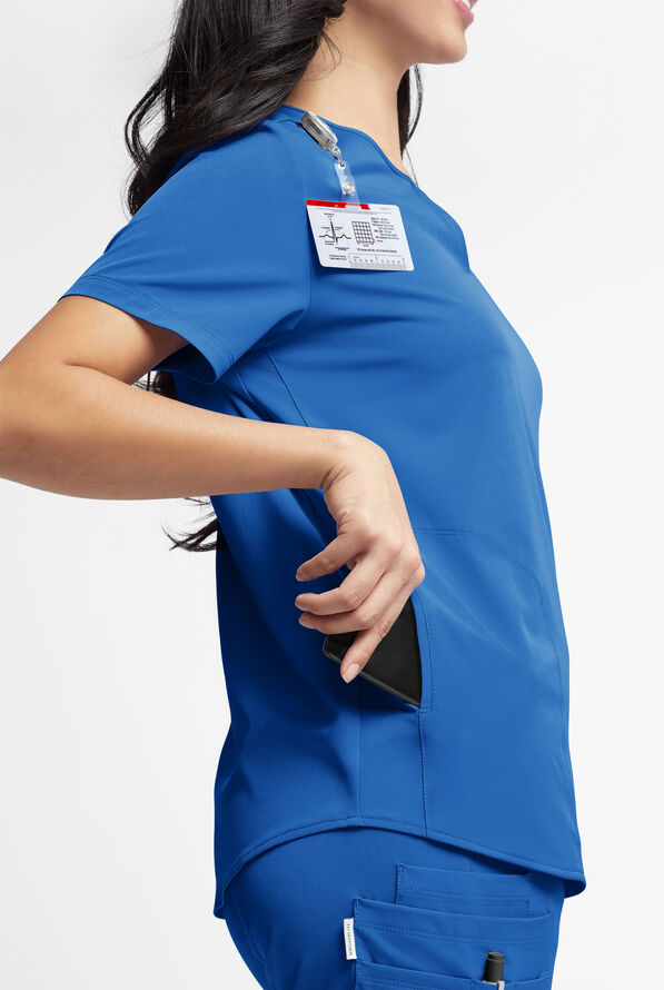 Blusa médica WhisperLite Alba con cuello con muesca y 3 bolsillos para mujer - Royal - 3