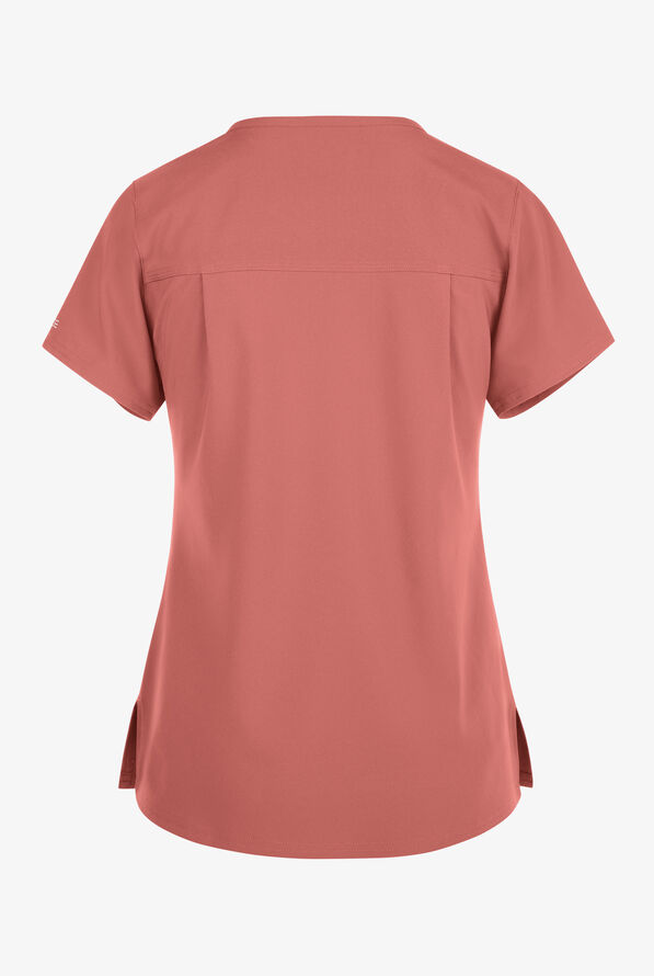 Carhartt Cross-Flex Force Women's 1-Pocket STRETCH Knit Panel Tuck In Scrub Top - Wild Rose - 2