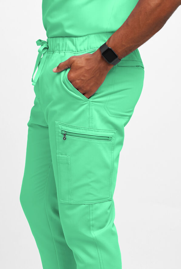 Movement by Butter-Soft Epsilon Men’s Slim 8-Pocket Stretch Cargo Scrub Pants - Neo Mint - 2