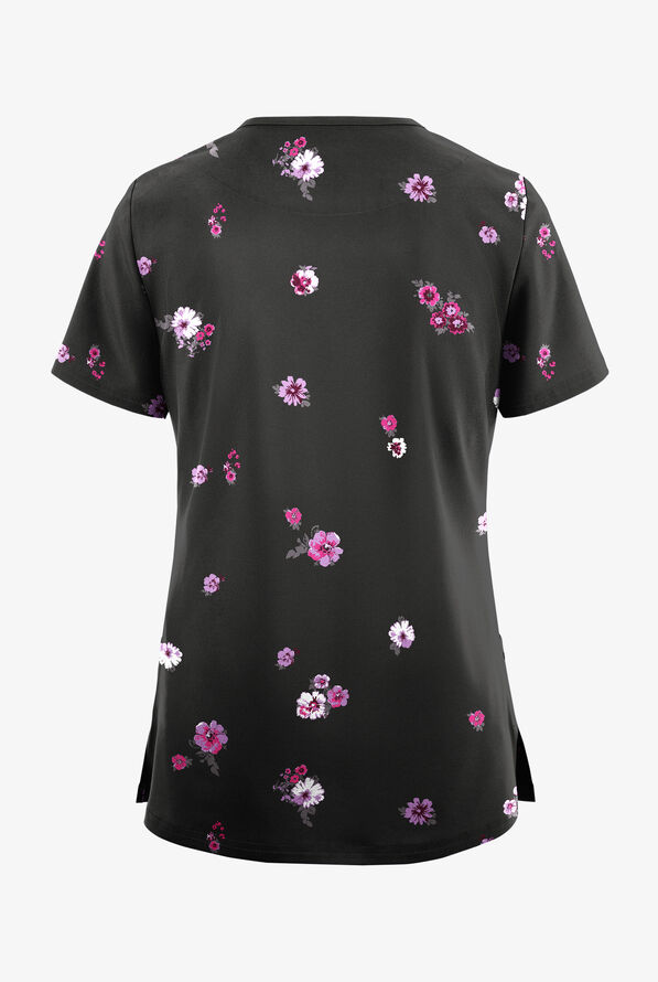 Blusa médica estampada UA Butter-Soft STRETCH Fall Blossom con cuello en V y 3 bolsillos para mujer - null - 2