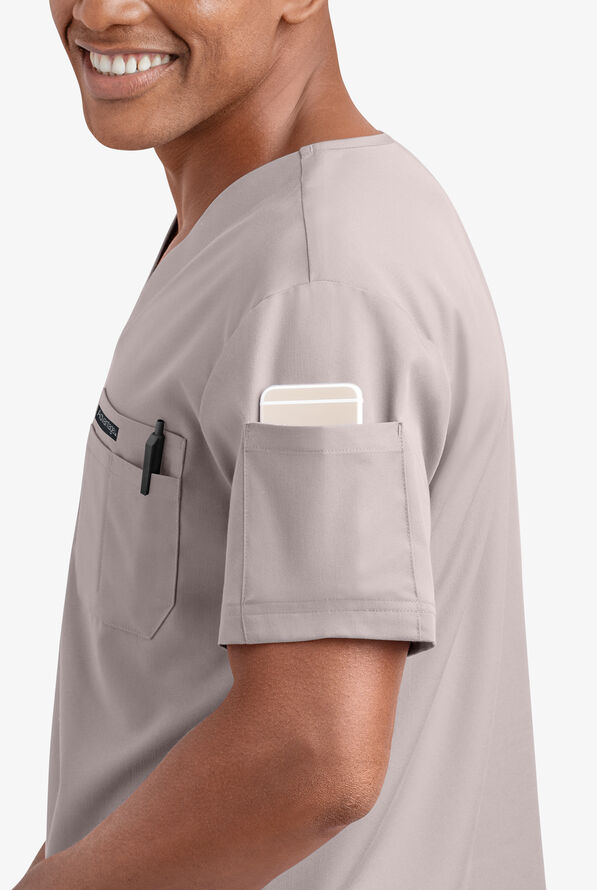 Advantage STRETCH Men's 4-Pocket V-Neck Scrub Top - Silver - 3
