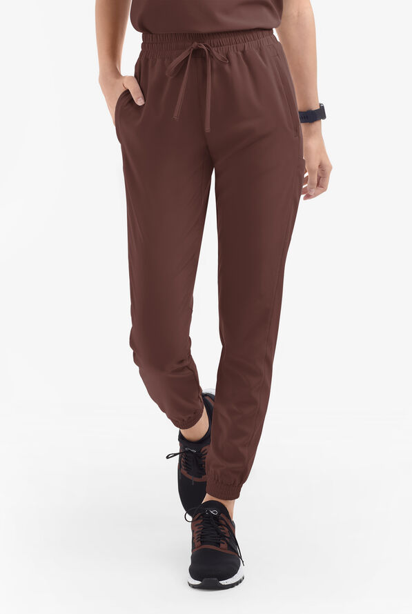 Easy STRETCH Kourtney Women's 5 Pocket Modern Slim Leg Jogger Scrub Pants - Petite - Nutshell - 2