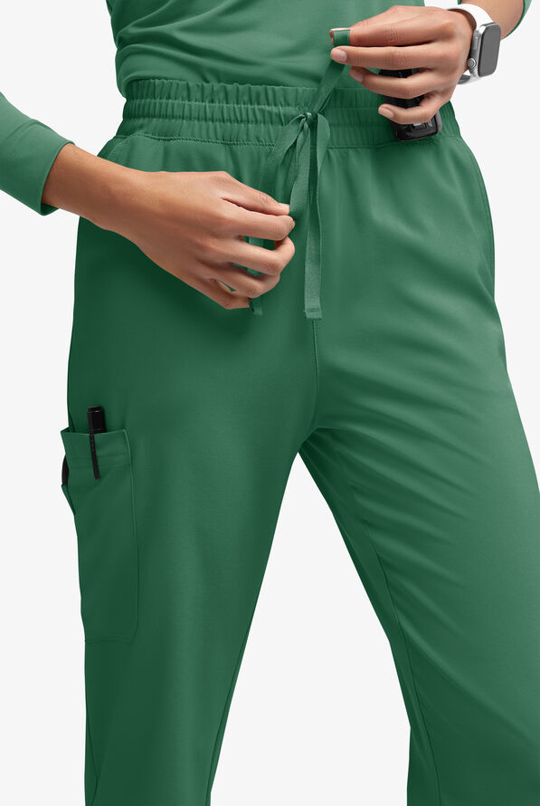 Easy STRETCH Naya Women’s Natural Waist 6-Pocket Straight Leg Scrub Pants - Petite - Hunter - 3