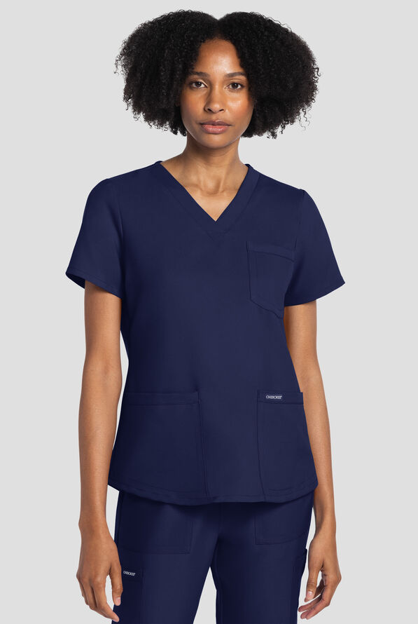 Cherokee Workwear Originals Ultra Women's 3-Pocket V-Neck Scrub Top - Navy - 2