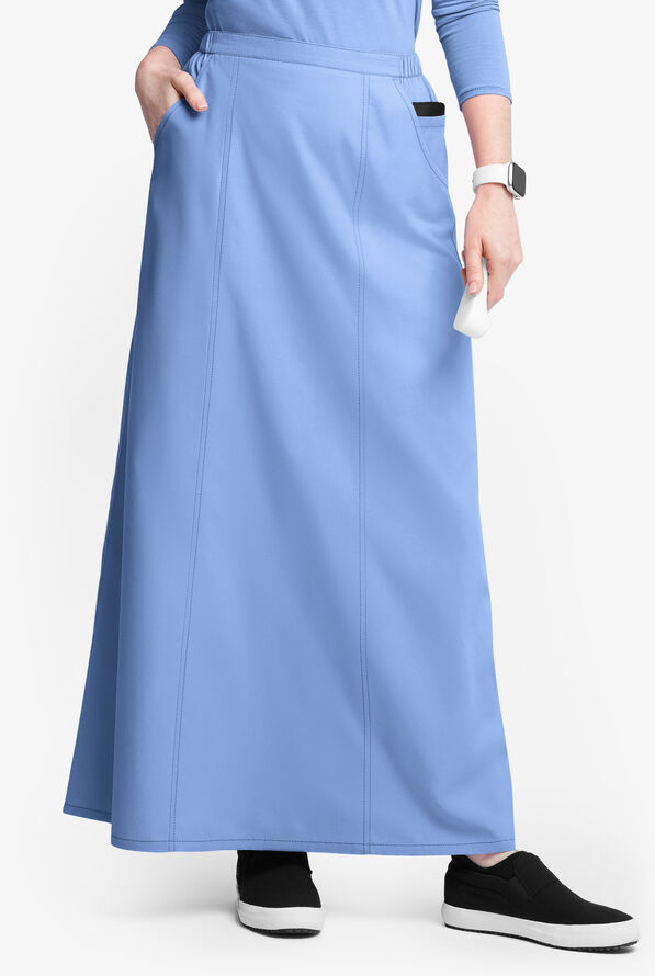 Falda médica estilo acampanada Butter-Soft Originals al tobillo con 4 bolsillos para mujer - Ceil Blue - 1