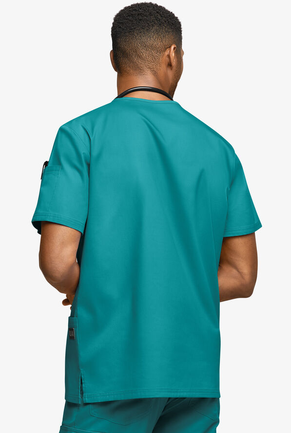 Camisa m&eacute;dica UA Butter-Soft STRETCH con cuello en V y 6 bolsillos para hombre - Teal - 4