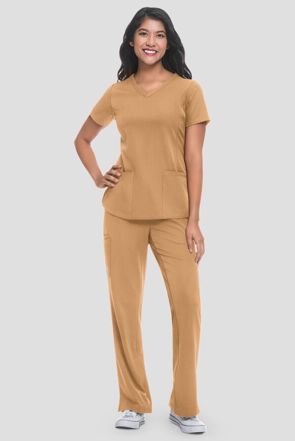 Blusa m&eacute;dica HH Works by Healing Hands Monica con cuello en V y 4 bolsillos para mujer - Sand Dunes - 2