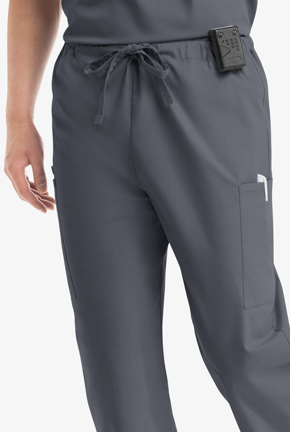 Butter-Soft Core Scrubs Unisex 4-Pocket Cargo Drawstring Scrub Pants- New and Improved - Tall - Pewter - 2