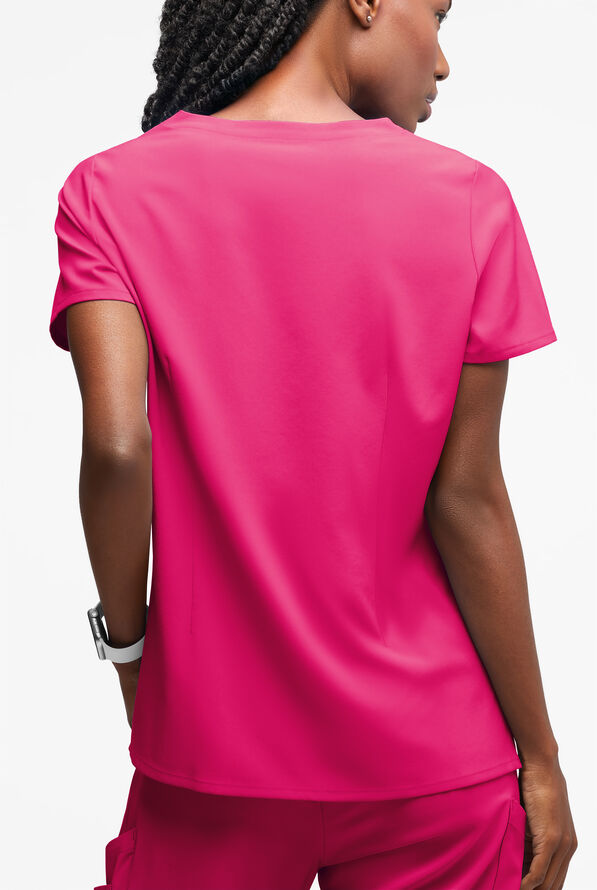 Blusa m&eacute;dica Easy STRETCH Salma con cuello ojo de cerradura y 3 bolsillos para mujer - Flirt - 2