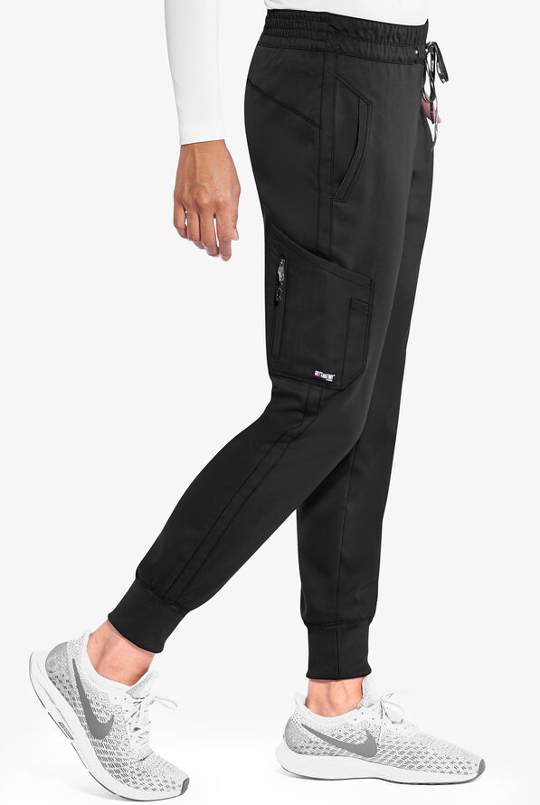 Grey's Anatomy by Barco Kira Women's 5-Pocket Double Cargo Knit Cuff Jogger Scrub Pants - Black - 3