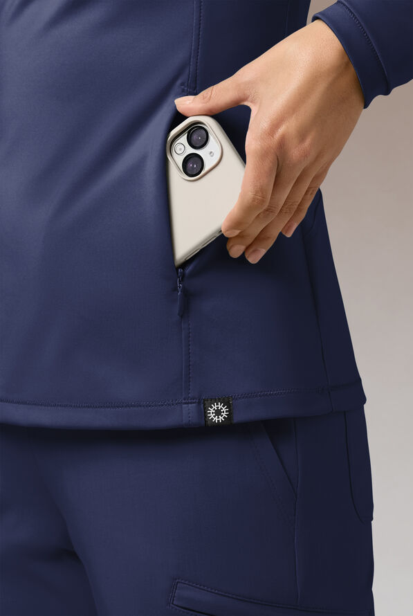 Blusa médica Hypothesis Omni Base K_Shirt Knit con mangas largas y cremallera en el cuello para mujer - Navy/Royal - 3