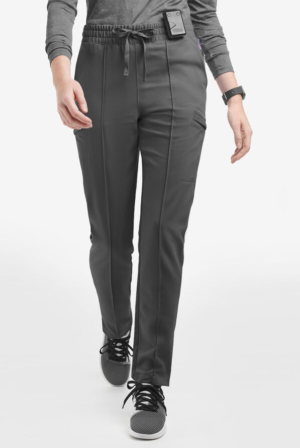 Movement by Butter-Soft Capricorn Women’s 7-Pocket Skinny Pintuck Scrub Pants - Pewter - 1