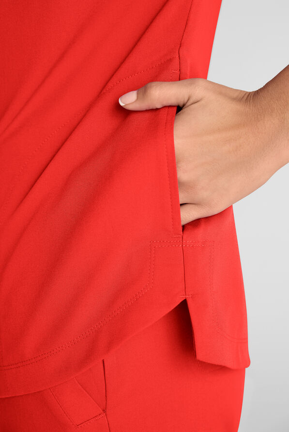 Grey's Anatomy by Barco Emerge Emery Women's 3-Pocket STRETCH Collar V-Neck Scrub Top - Sunset Orange - 4