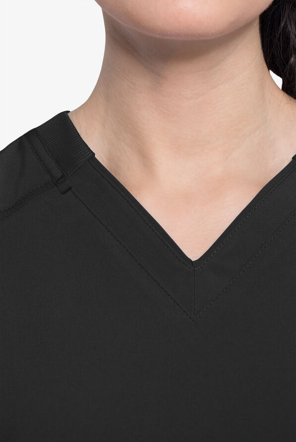Infinity Women's 2-Pocket STRETCH V-Neck Scrub Top - Black - 4