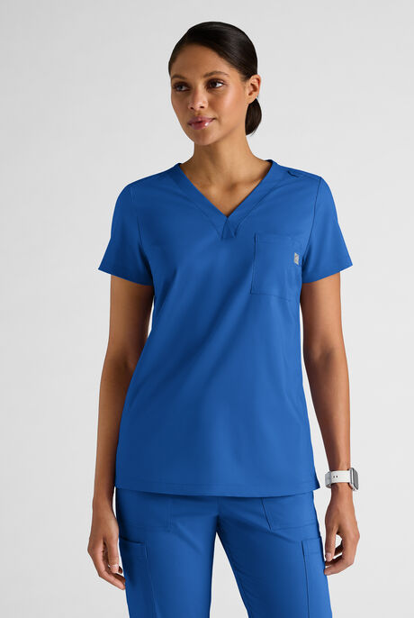 Blusa médica Butter-Soft STRETCH FLXTEK con cuello en V y 1 bolsillos para mujer