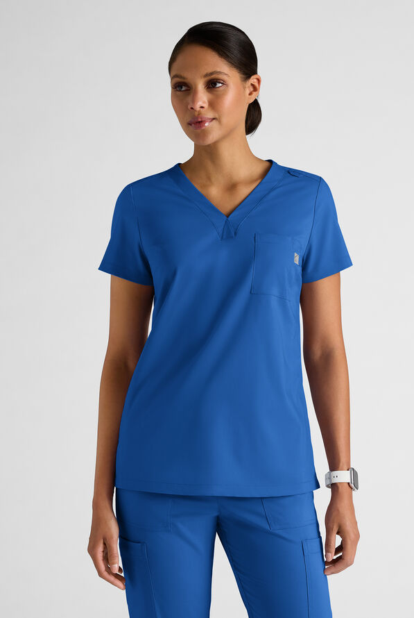 Butter-Soft STRETCH FLXTEK+ Women's 2-Pocket V-Neck Tuck-In Scrub Top - Royal - 1