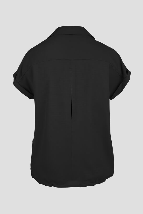 Skechers by Barco Ripstop Charlie Women's 3-Pocket STRETCH Dolman Sleeve Collar V-Neck Scrub Top - Black - 2