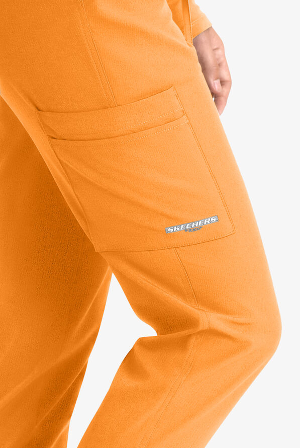 Skechers by Barco Theory Women's 4-Pocket STRETCH Cargo Jogger Scrub Pants - Bright Marigold - 2