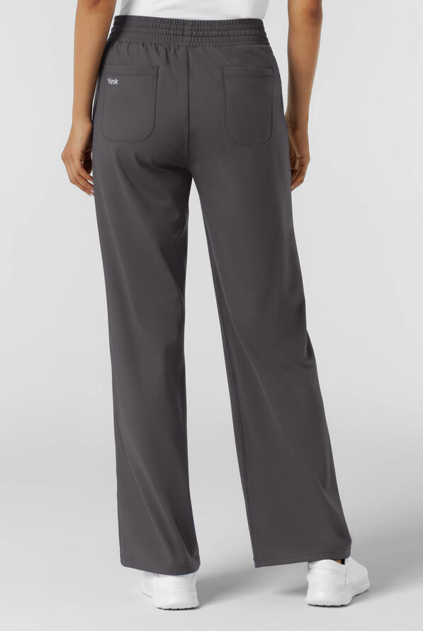 Wink Renew Knit Women's 5-Pocket STRETCH Drawstring Wide Leg Scrub Pants - Pewter - 2