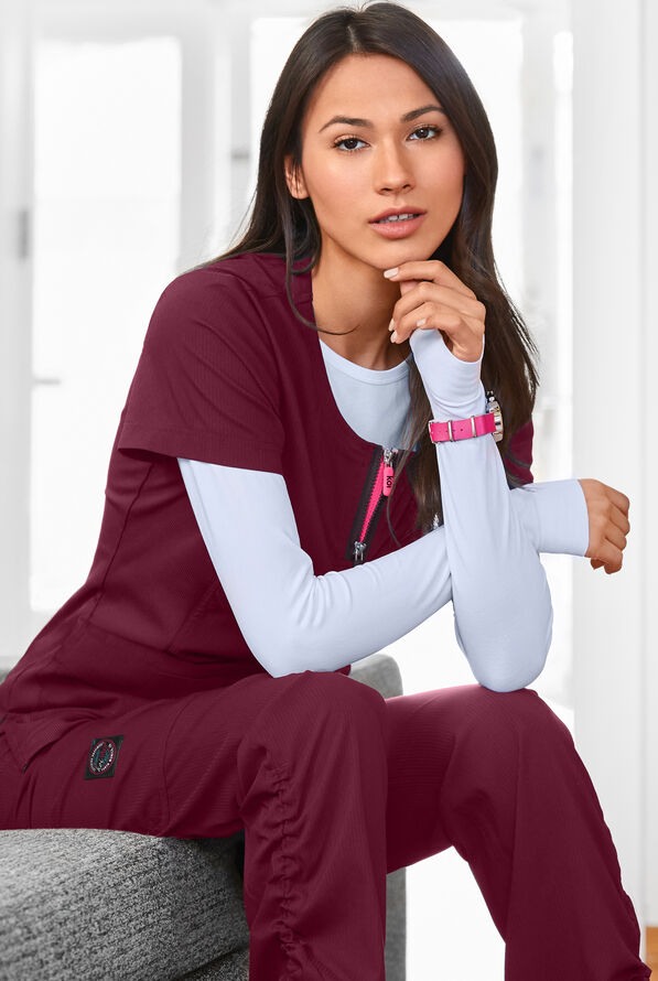 koi Lite Scrubs 317 Serenity Double Zipper Top Fashion Scrub Tops