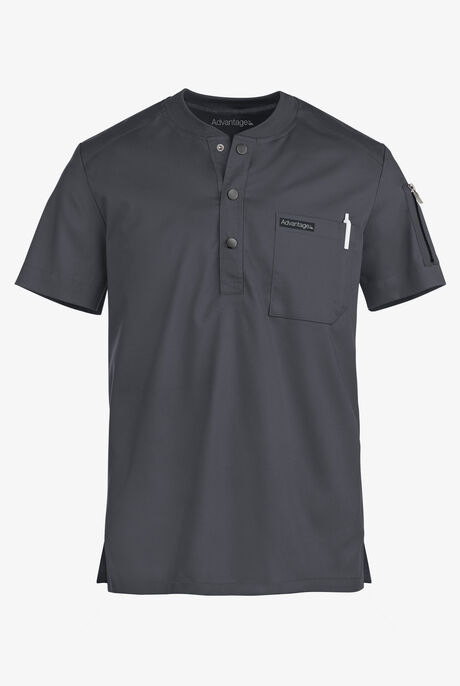 Advantage STRETCH Men's 2-Pocket Short Sleeve Henley Scrub Top