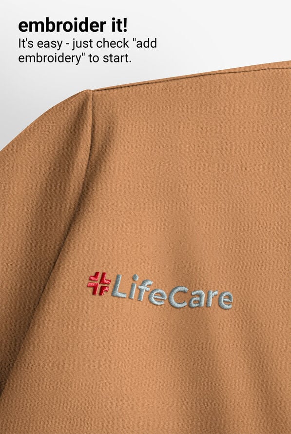 Blusa m&eacute;dica Healing Hands 360 Sandy STRETCH con cuello mao con cremallera y 2 bolsillos para mujer - Caramel Caf&eacute; - 4