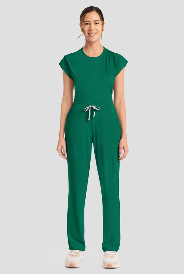 Cherokee Achieve Women's 5-Pocket STRETCH Elastic Waist Drawstring Cargo Scrub Pants - Hunter - 5