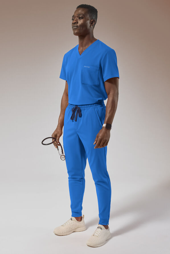 Camisa médica Hypothesis Omni con cuello en V y 1 bolsillo para hombre - Royal - 3