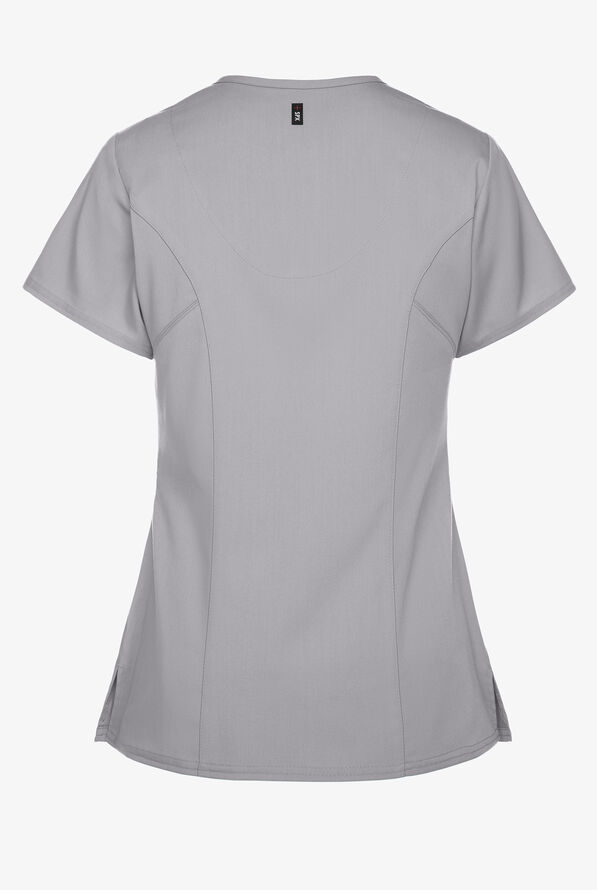 Grey's Anatomy by Barco Spandex STRETCH Kim Women's 3-Pocket Mock Wrap Scrub Top - Moonstruck - 3