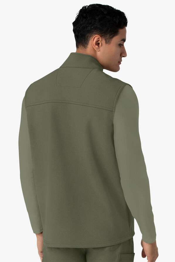 Carhartt Force Rugged Men's 6-Pocket Bonded Fleece Utility Zip Front Scrub Vest - Olive - 4