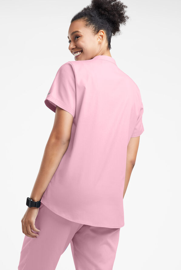 Blusa m&eacute;dica Butter-Soft Originals con cuello mao y 6 bolsillos para mujer - Blush - 3