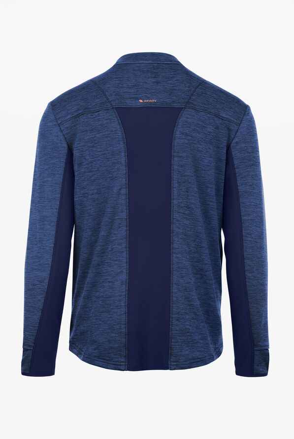 Infinity GNR8 Men's 4-Pocket STRETCH Mock Neck Warm-Up Scrub Jacket - Navy - 2