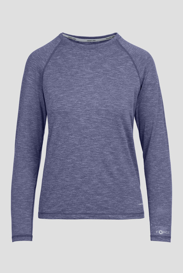 Camiseta m&eacute;dica Carhart Force estilo jaspeado con mangas ragl&aacute;n y 1 bolsillo para mujer - Navy Heather - 1