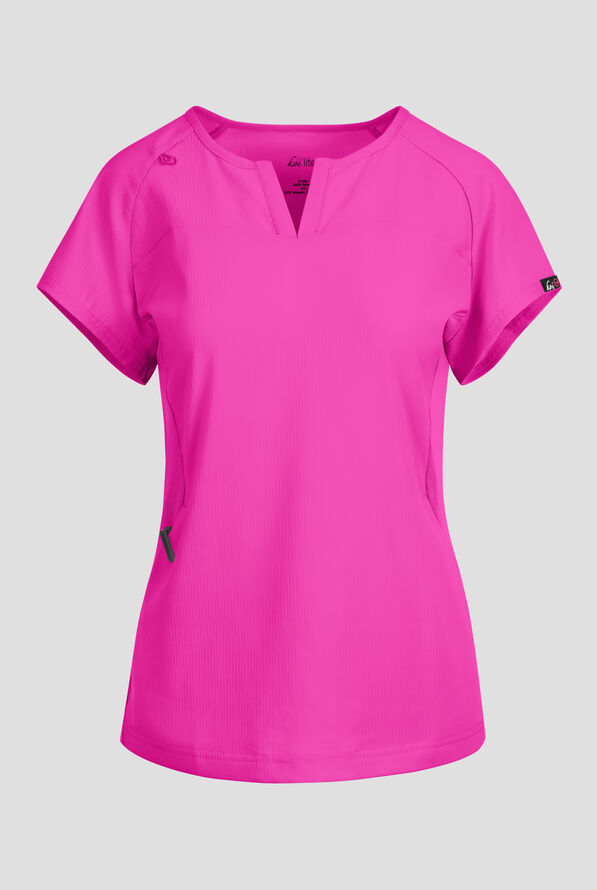 koi Lite&trade; Lilias Women's 2-Pocket Sweetheart Notch Neck Scrub Top - Hibiscus - 1