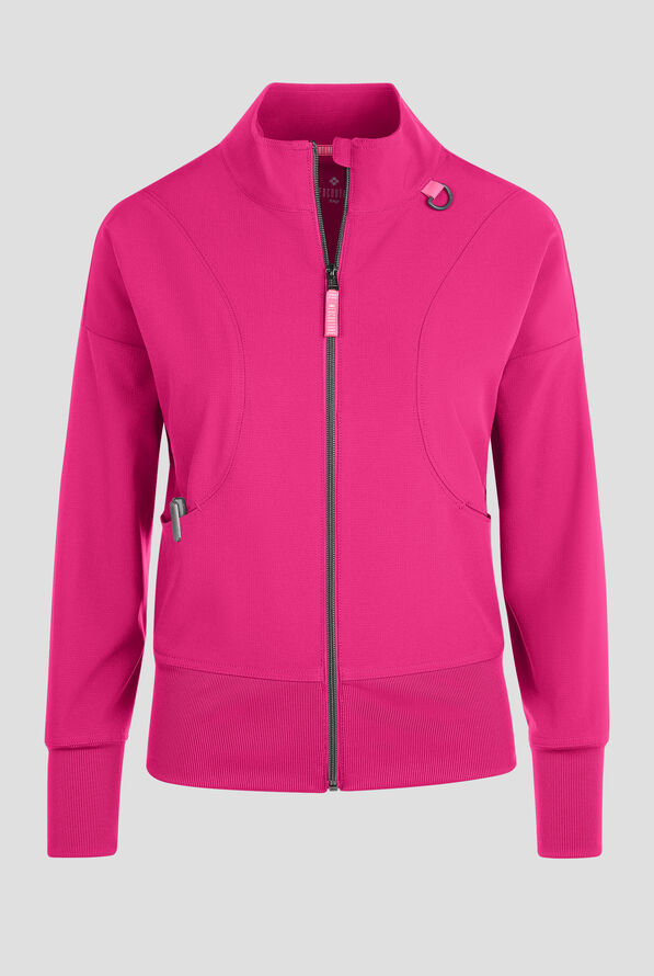 Chaqueta médica abrigada Med Couture Amp STRETCH con cremallera y 2 bolsillos para mujer - Pink Power - 1