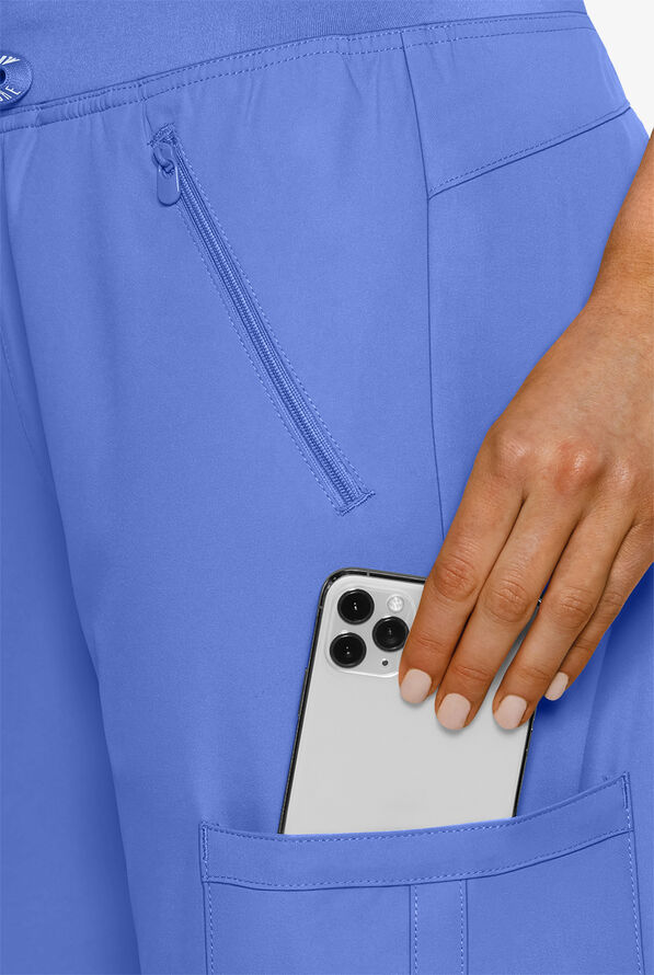 Med Couture Insight Women's 4-Pocket Zipper Cargo Pocket Scrub Pants - Ceil Blue - 3