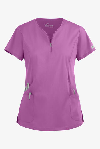 Blusa m&eacute;dica UA Butter-Soft STRETCH con cremallera en el cuello curvo y 4 bolsillos para mujer