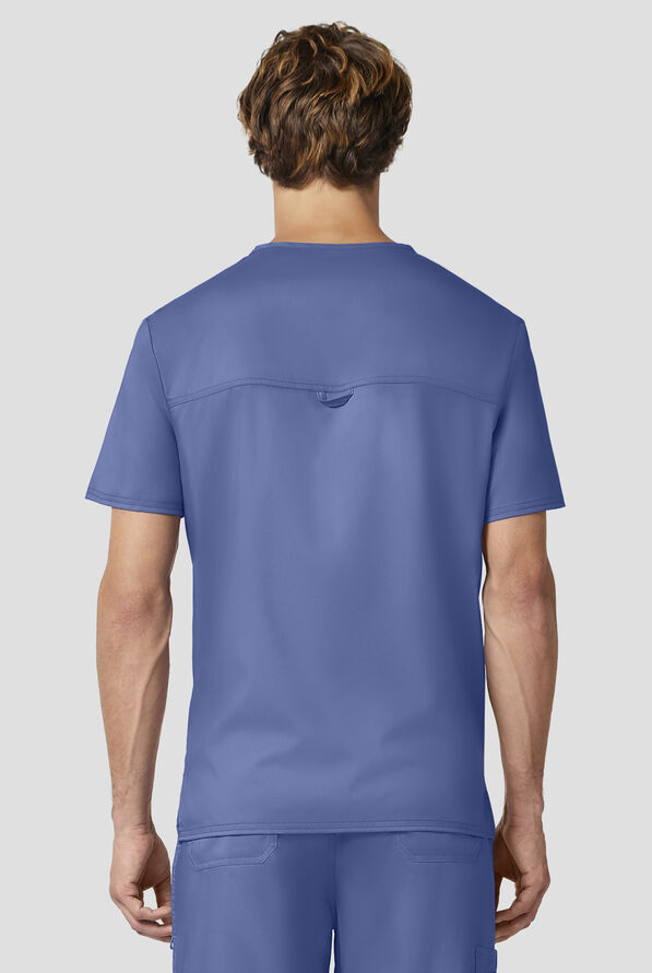 Camisa m&eacute;dica Cherokee Workwear Revolution con cuello en V y 1 bolsillo para hombre - Ceil Blue - 3