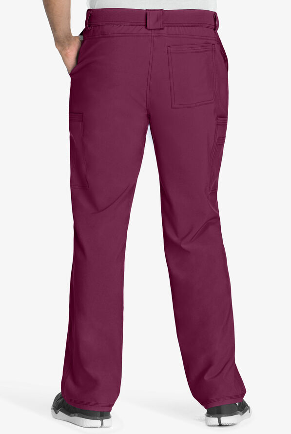 Pantalón médico Cherokee Infinity estilo cargo con piernas estrechas y 5 bolsillos para hombre - Wine - 2