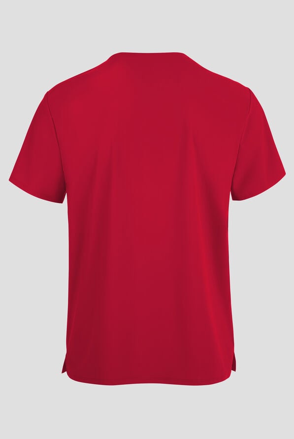 Infinity Pursuit Men's 3-Pocket STRETCH V-Neck Scrub Top - Cherry Pop - 2