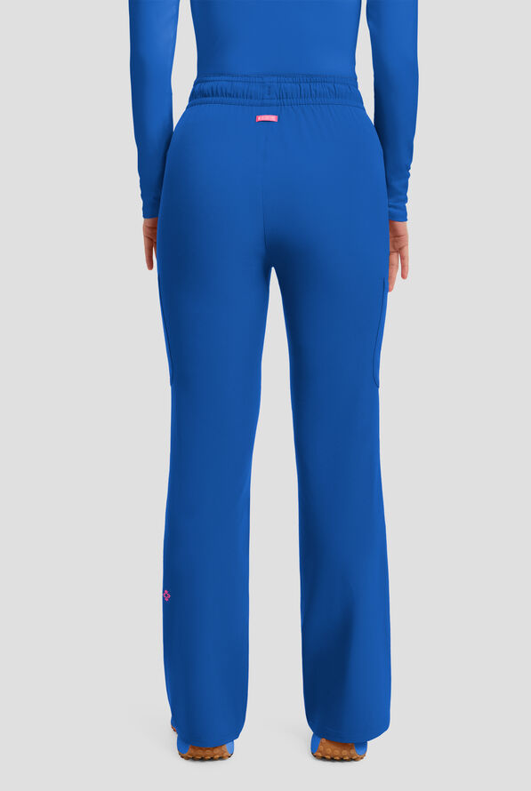 Med Couture Amp Women's 4-Pocket STRETCH High Waist Flare Leg Cargo Scrub Pant - Royal - 3