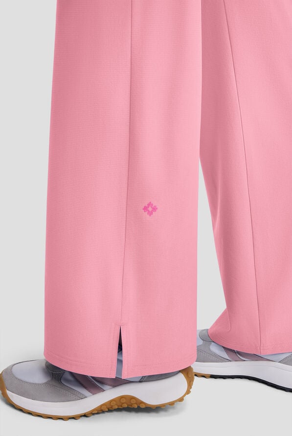 Med Couture Amp Women's 5-Pocket STRETCH High-Rise Wide Leg Cargo Scrub Pant - Petite - Pixel Pink - 3