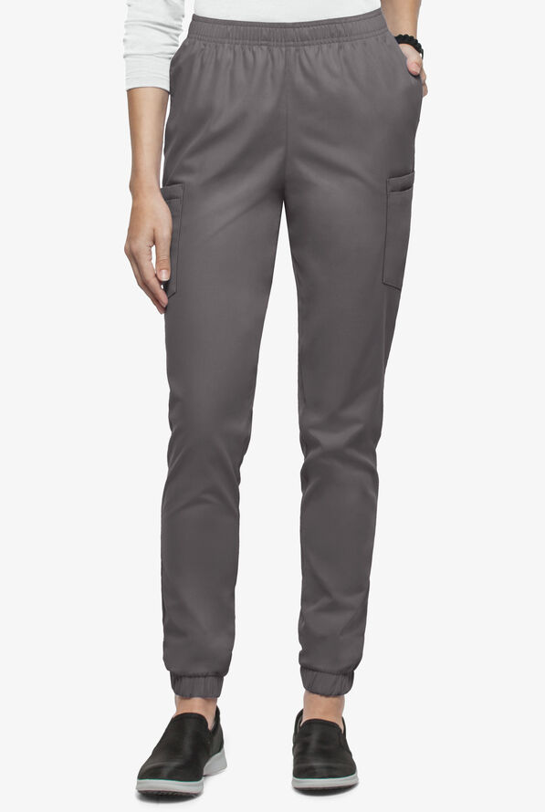 Butter-Soft Core Women's 6-Pocket Jogger Cargo Scrub Pants - Grey Stone - 1