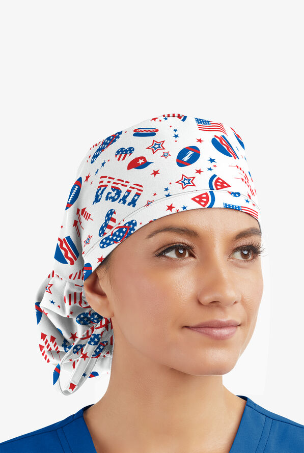 UA Party in the USA White Printed Women's Surgical Scrub Hat - null - 1