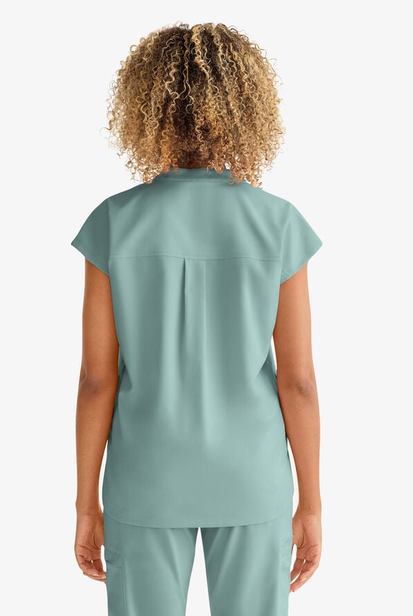 Blusa m&eacute;dica Healing Hands Purple Label Journey STRETCH con cuello mao y 2 bolsillos para mujer - Rain Water - 5