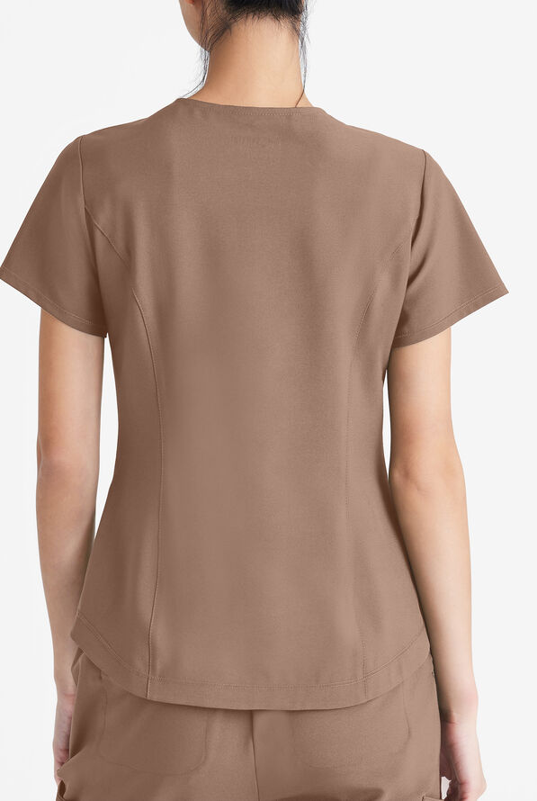 Grey's Anatomy by Barco Evolve STRETCH Rhythm Women's 2-Pocket V-Neck Scrub Top - Driftwood - 3