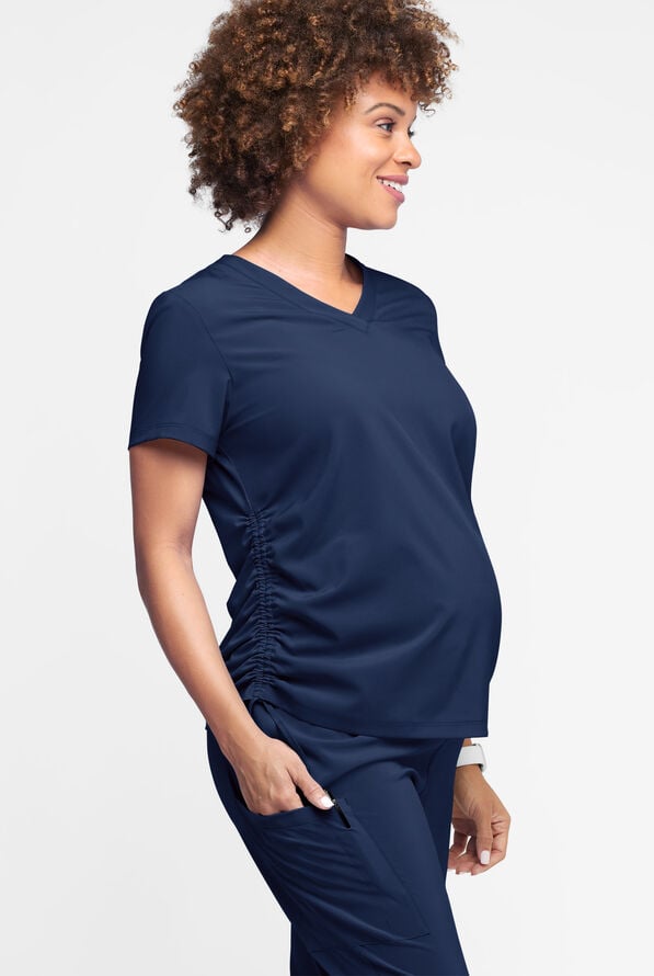 Easy STRETCH Tori Women's Cooling Knit Back Maternity Scrub Top - Navy - 2
