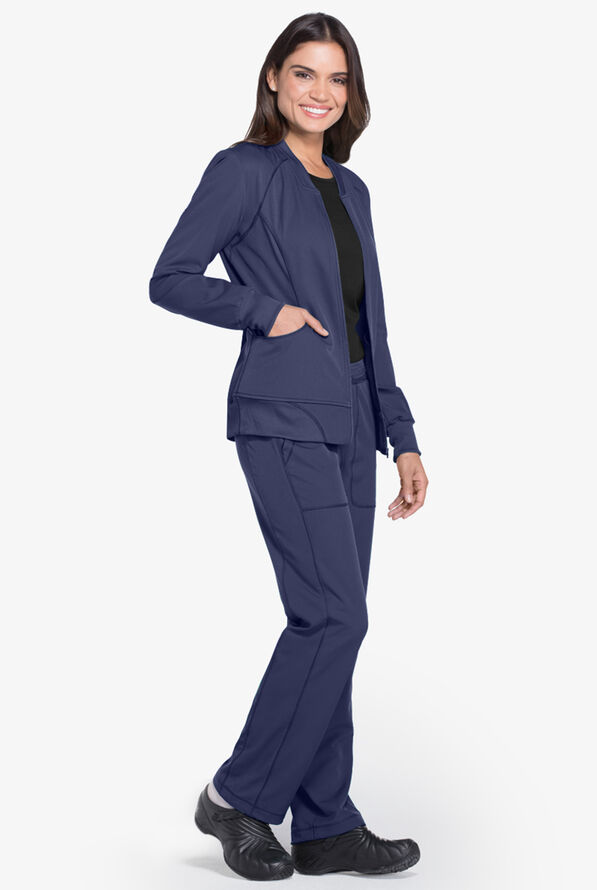 Dickies Dynamix Women's 2-Pocket STRETCH Zip Front Scrub Jacket - Navy - 2